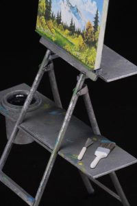Bob Ross's easel and painting