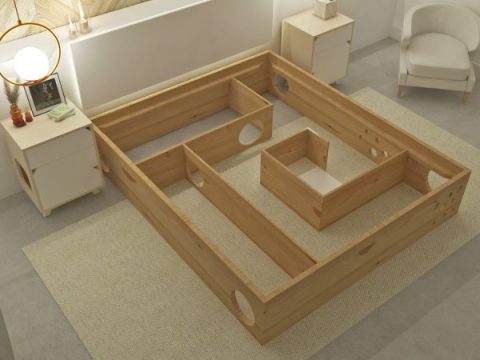 Cat maze bed frame